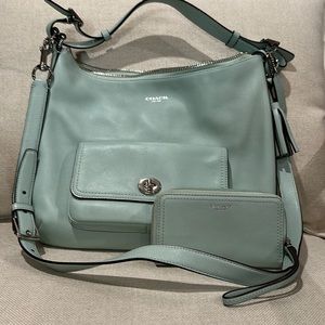 Stunning Mint Green Coach purse and matching wristlet wallet